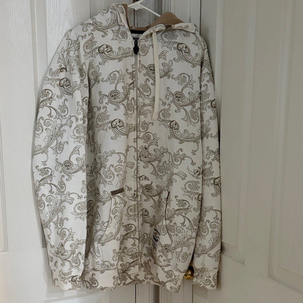 Ecko Unlimited Cream and Brown Patterned Hoodie